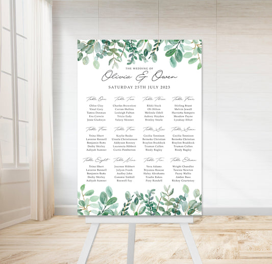 Eucalyptus Wedding Table Plan